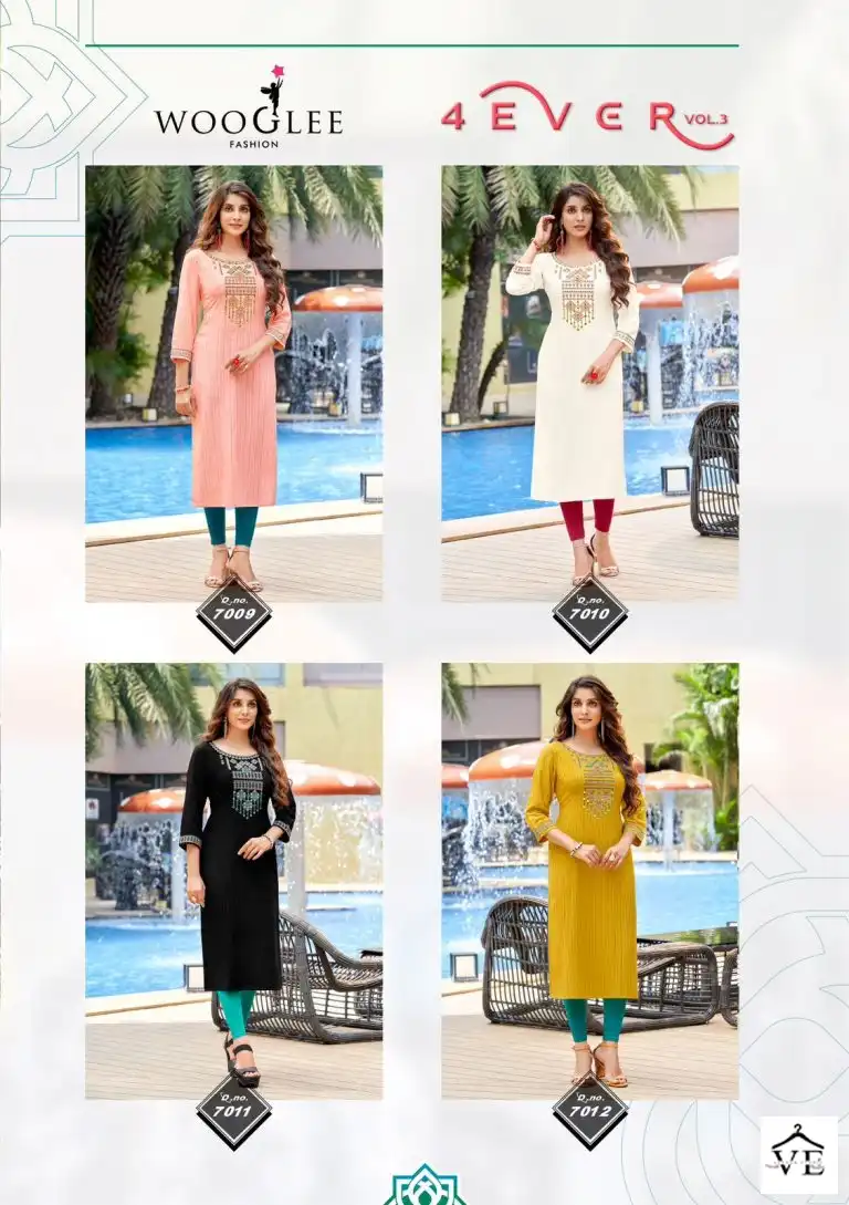 Wooglee 4Ever Vol 3 Nylon Viscose Wholesale Kurtis Catalog — Wholesale Kurtis, MPA wholesale from Surat — view 5
