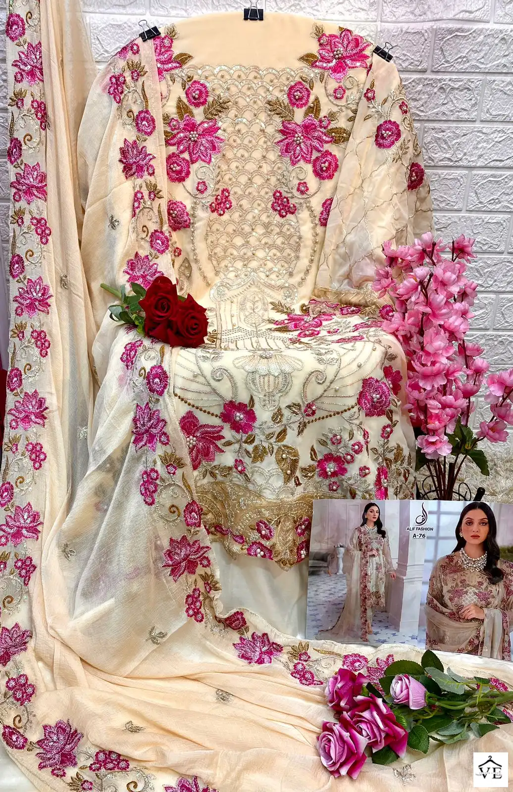 Vardan Ethnic A 76 Faux Georgette Wholesale Pakistani Salwar Suit Catalog — Wholesale Salwar Suits, MPA wholesale from Surat - Gallery Image 2