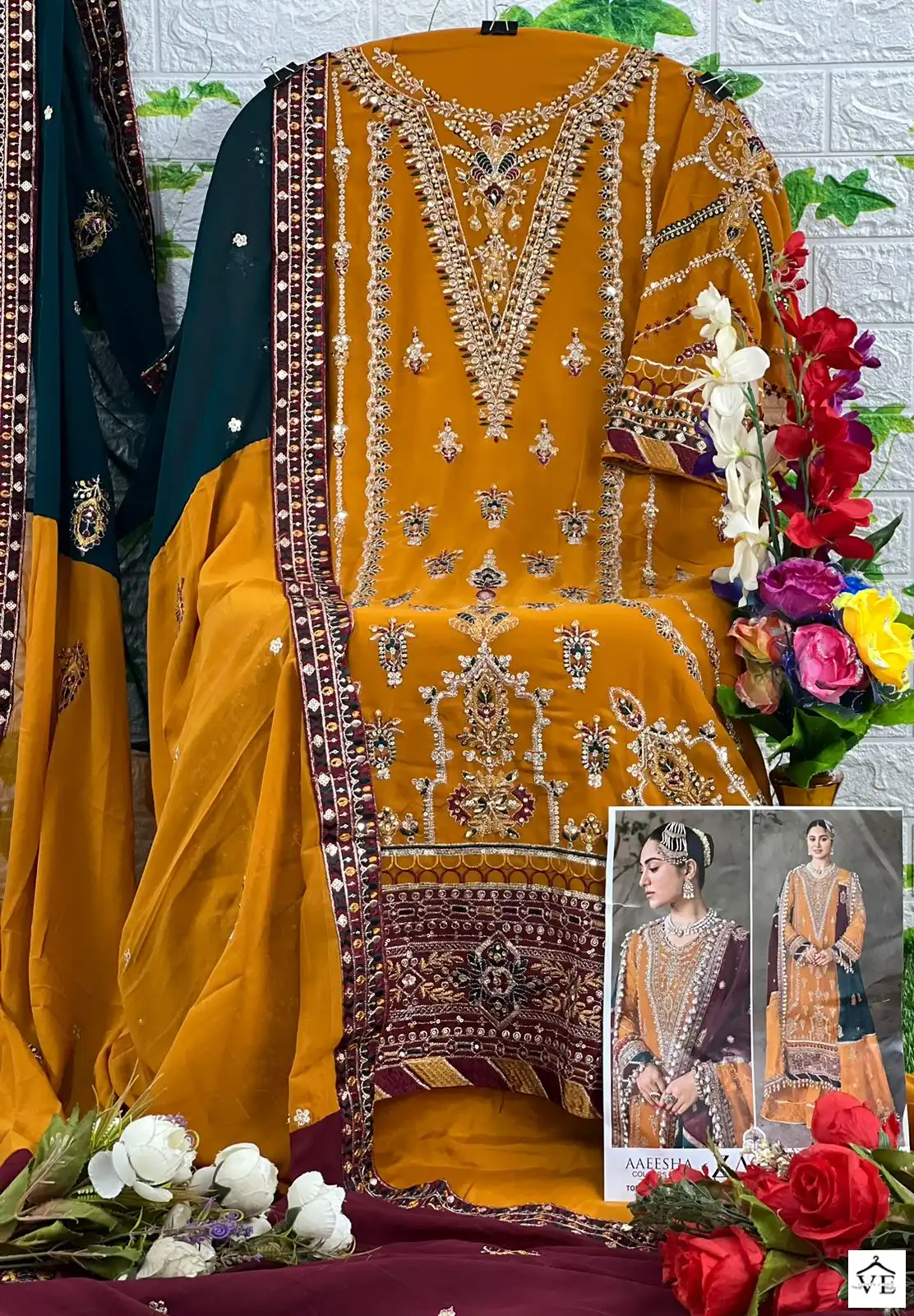 Zaha Aaeesha 10112 Georgette Wholesale Pakistani Salwar Suit Catalog — Wholesale Salwar Suits, MPA wholesale from Surat - Gallery Image 6
