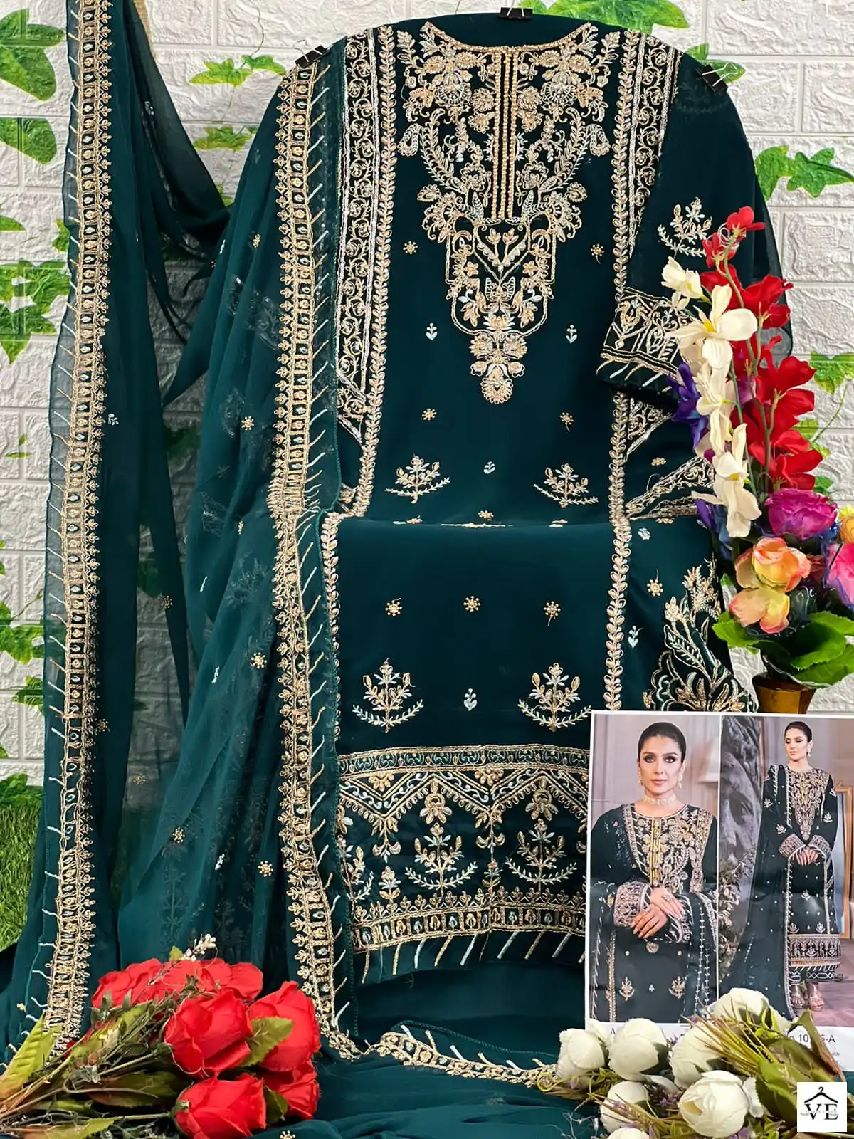 Zaha Aaeesha 10115 Georgette Wholesale Pakistani Salwar Suit Catalog — Wholesale Salwar Suits, MPA wholesale from Surat - Gallery Image 11