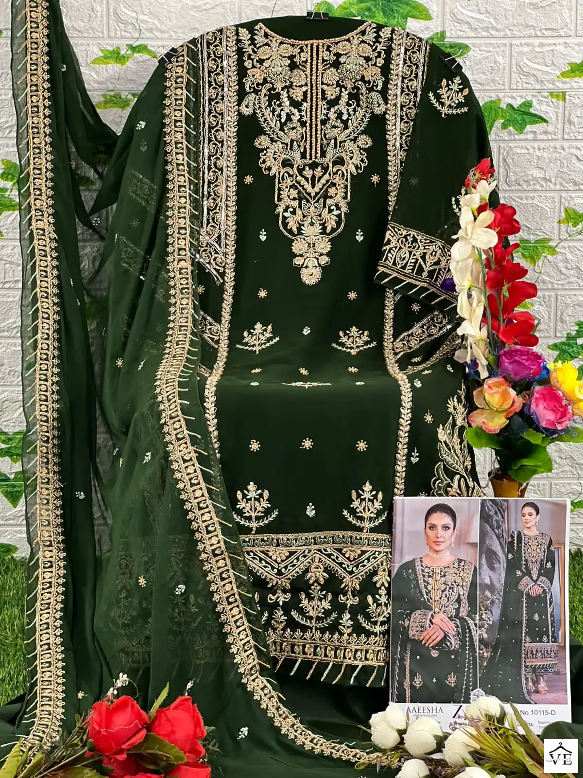Zaha Aaeesha 10115 Georgette Wholesale Pakistani Salwar Suit Catalog — Wholesale Salwar Suits, MPA wholesale from Surat - Gallery Image 7