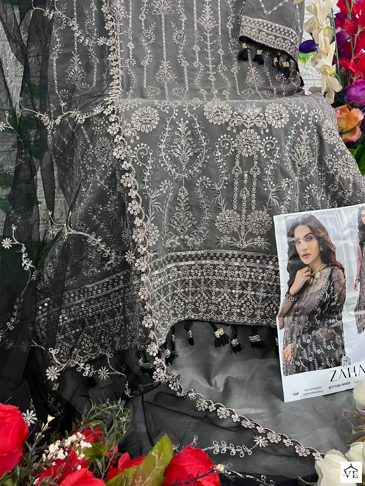 Zaha Aaeesha Vol 2 Georgette Wholesale Pakistani Salwar Suit Catalog — Wholesale Salwar Suits, MPA wholesale from Surat - Gallery Image 11