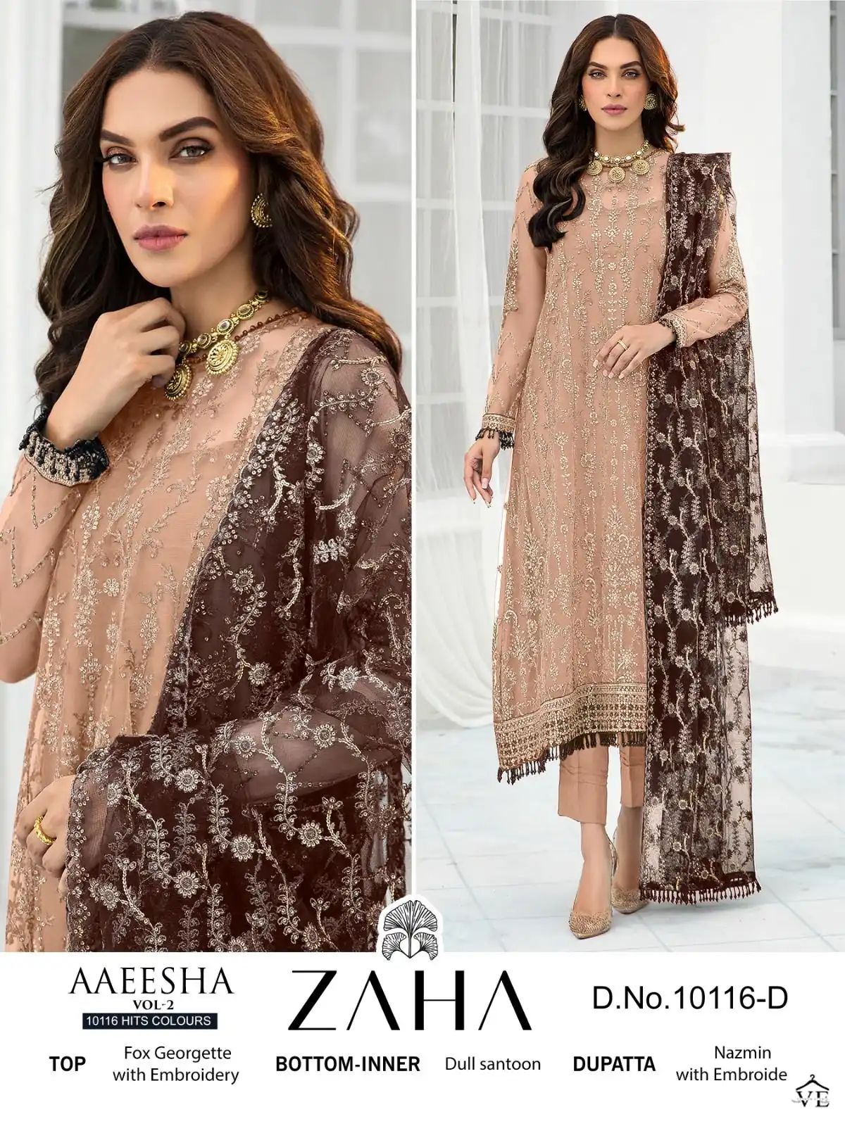 Zaha Aaeesha Vol 2 Georgette Wholesale Pakistani Salwar Suit Catalog — Wholesale Salwar Suits, MPA wholesale from Surat - Gallery Image 3