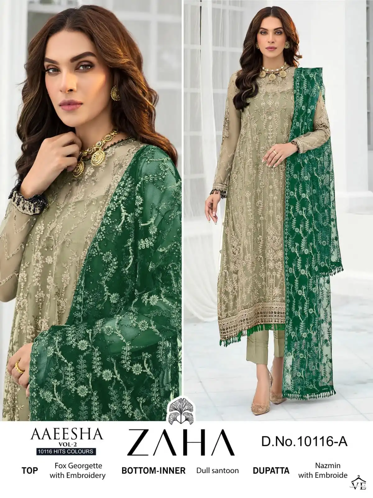 Zaha Aaeesha Vol 2 Georgette Wholesale Pakistani Salwar Suit Catalog — Wholesale Salwar Suits, MPA wholesale from Surat - Gallery Image 5
