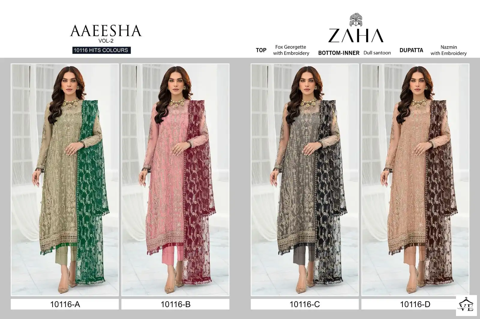 Zaha Aaeesha Vol 2 Georgette Wholesale Pakistani Salwar Suit Catalog — Wholesale Salwar Suits, MPA wholesale from Surat — view 13