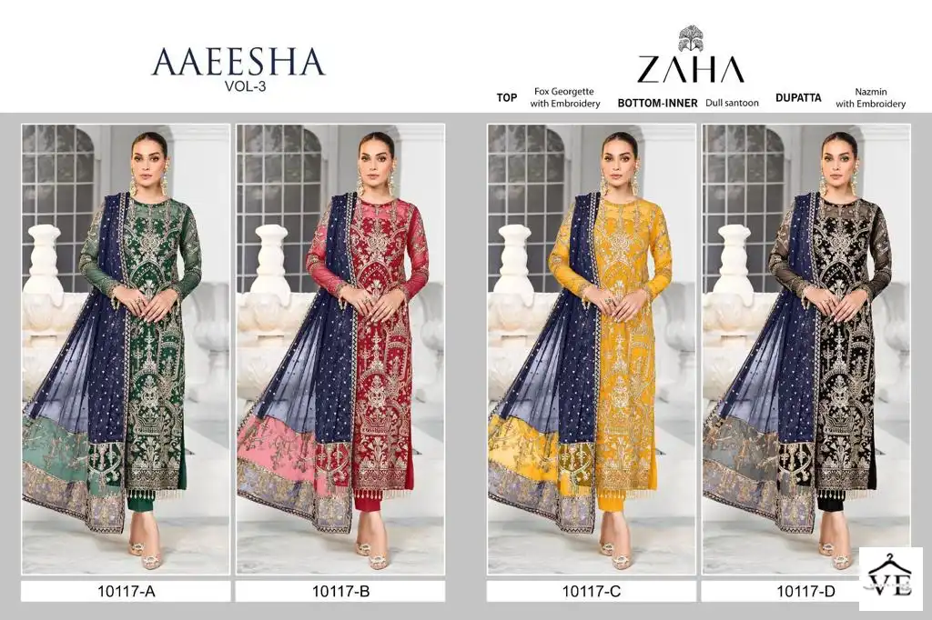 Zaha Aaeesha Vol 3 Georgette Wholesale Pakistani Salwar Suit Catalog — Wholesale Salwar Suits, MPA wholesale from Surat — view 13