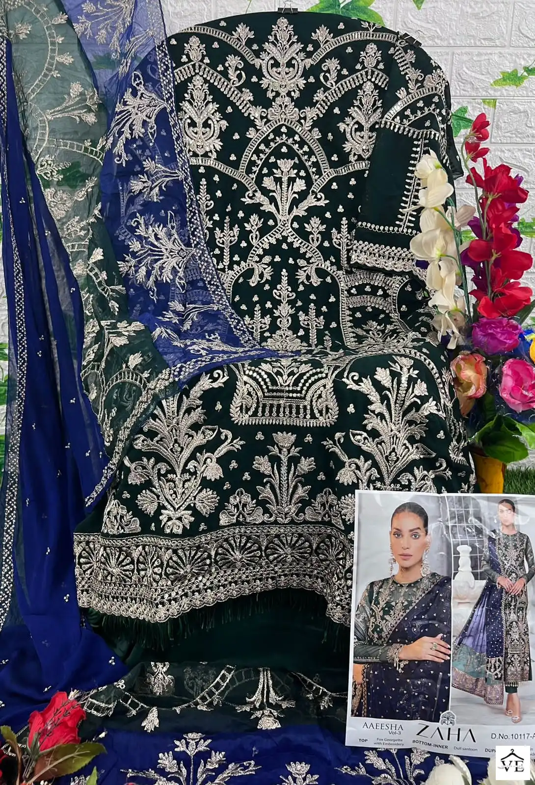 Zaha Aaeesha Vol 3 Georgette Wholesale Pakistani Salwar Suit Catalog — Wholesale Salwar Suits, MPA wholesale from Surat - Gallery Image 2
