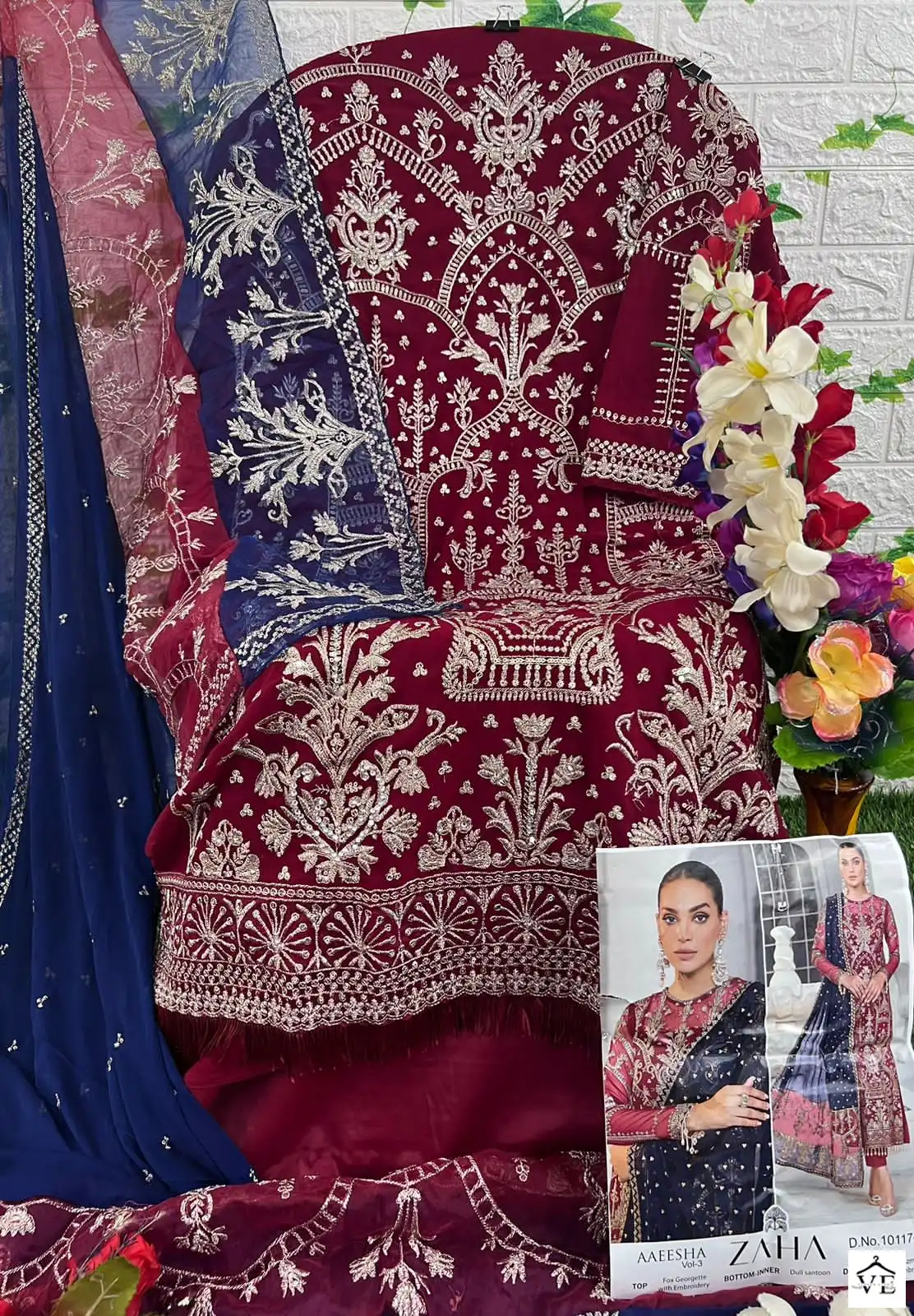 Zaha Aaeesha Vol 3 Georgette Wholesale Pakistani Salwar Suit Catalog — Wholesale Salwar Suits, MPA wholesale from Surat - Gallery Image 5