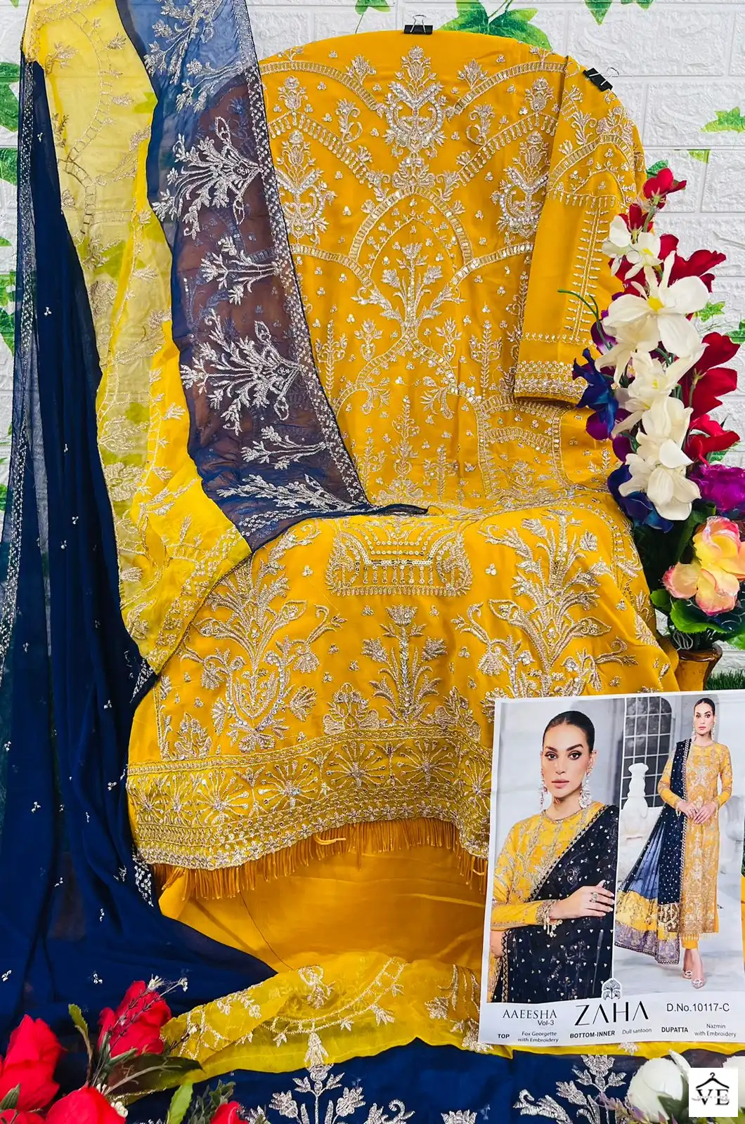 Zaha Aaeesha Vol 3 Georgette Wholesale Pakistani Salwar Suit Catalog — Wholesale Salwar Suits, MPA wholesale from Surat - Gallery Image 8