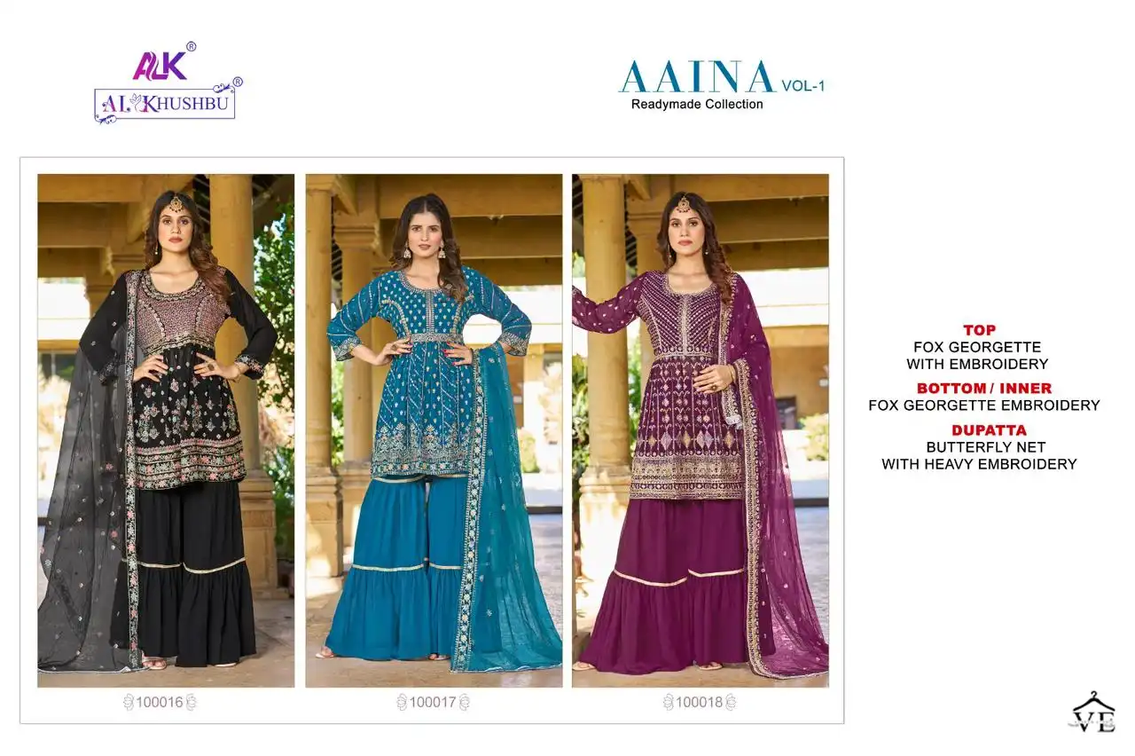 Al_Khushbu Aaiba Vol 1 Georgette Wholesale Readymade Pakistani Salwar Suit Catalog — Wholesale Salwar Suits, MPA wholesale from Surat — view 4