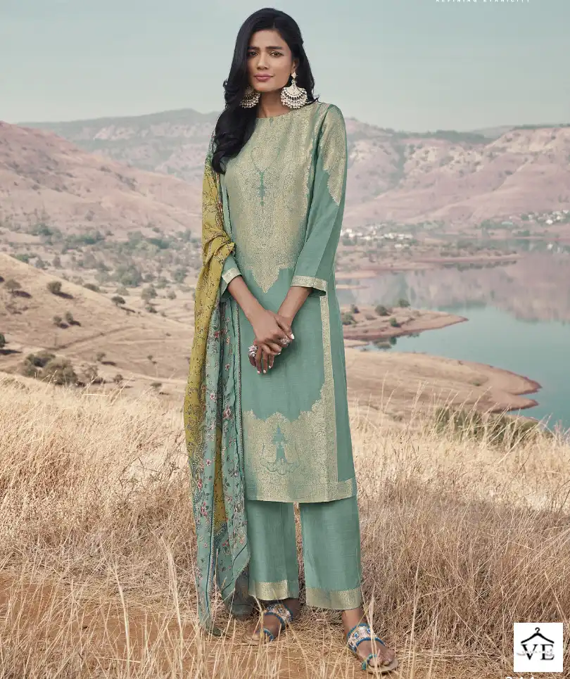 Omtex Aamod-2 Muslin Jacquard Wholesale Salwar Suit Catalog — Wholesale Salwar Suits, MPA wholesale from Surat — view 1