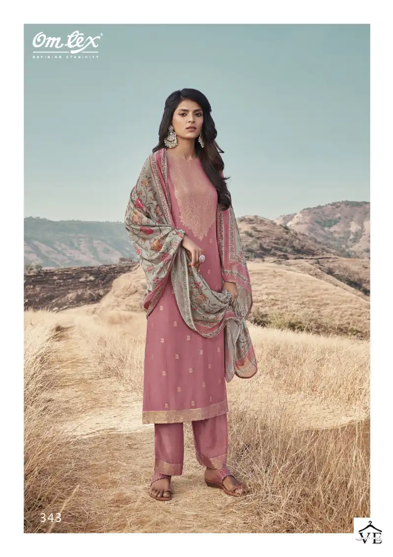 Omtex Aamod-2 Muslin Jacquard Wholesale Salwar Suit Catalog — Wholesale Salwar Suits, MPA wholesale from Surat - Gallery Image 3