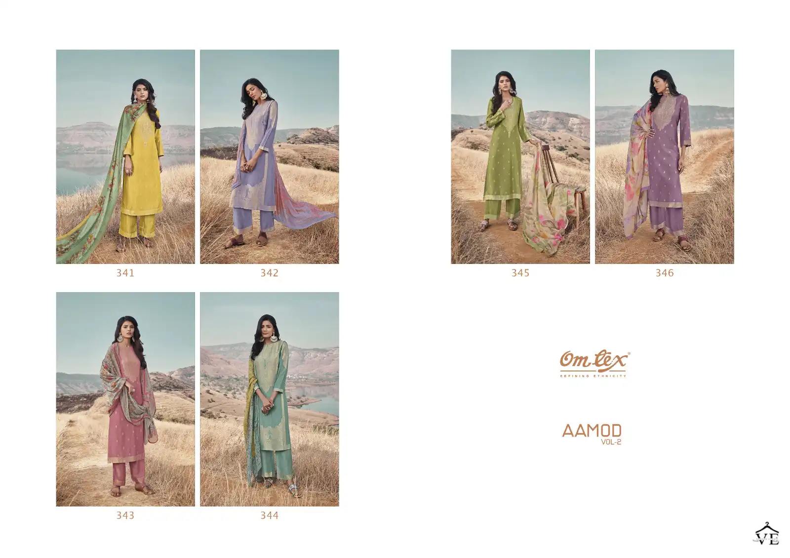 Omtex Aamod-2 Muslin Jacquard Wholesale Salwar Suit Catalog — Wholesale Salwar Suits, MPA wholesale from Surat — view 7