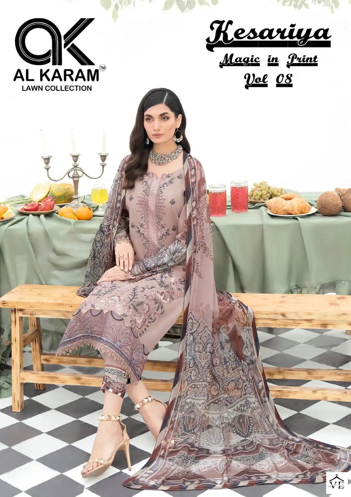 Al Karam Kesariya Magic In Print Vol 8 Cambric Cotton Wholesale Pakistani Salwar Suit Catalog — Wholesale Salwar Suits, Alkaram wholesale from Surat — view 2