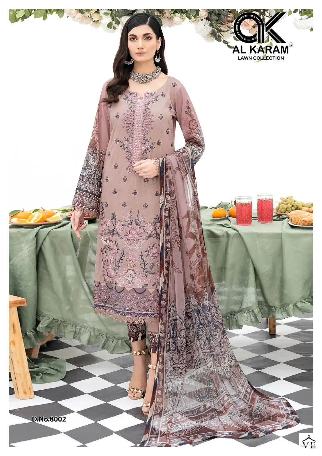 Al Karam Kesariya Magic In Print Vol 8 Cambric Cotton Wholesale Pakistani Salwar Suit Catalog — Wholesale Salwar Suits, Alkaram wholesale from Surat — view 3