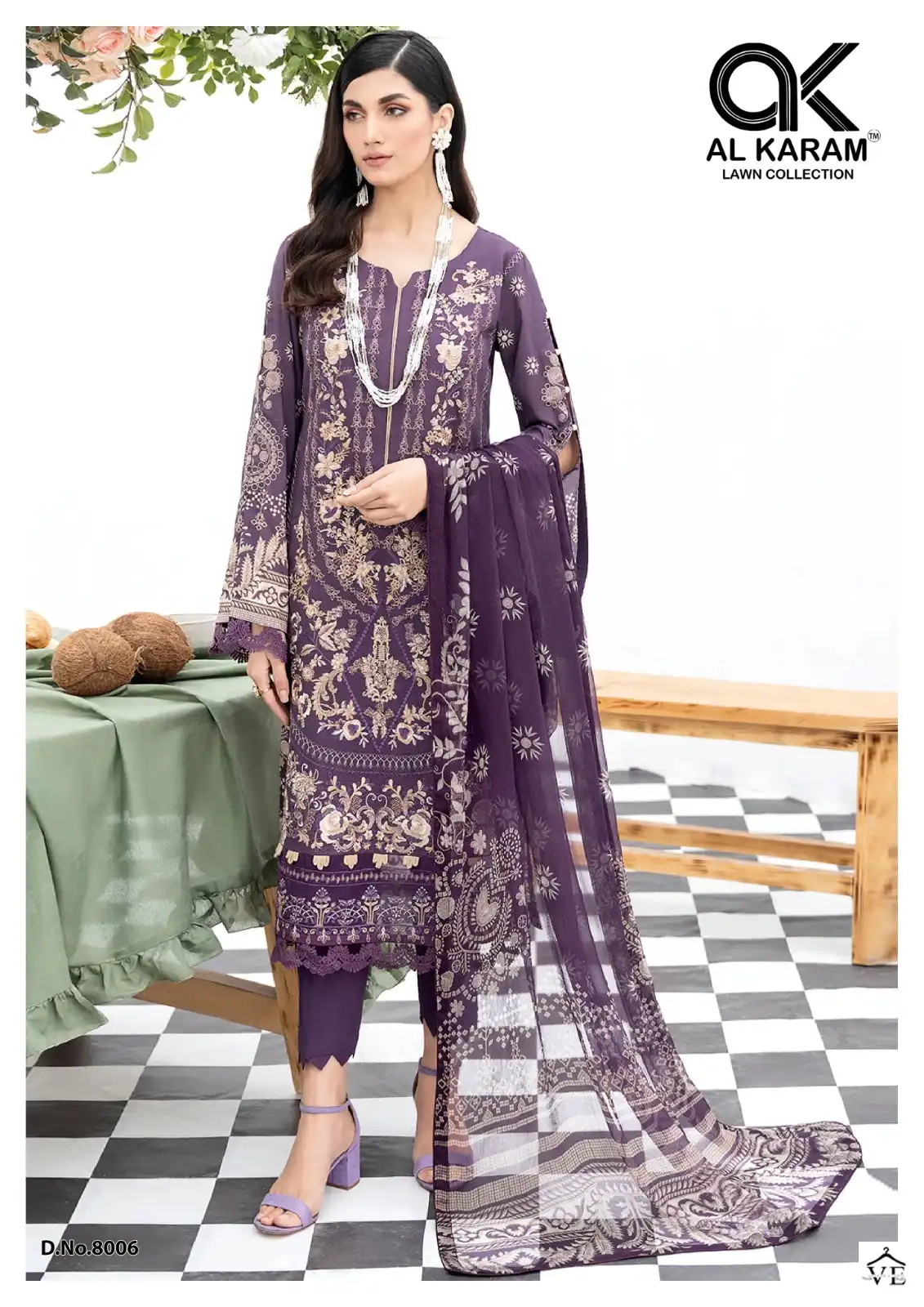 Al Karam Kesariya Magic In Print Vol 8 Cambric Cotton Wholesale Pakistani Salwar Suit Catalog — Wholesale Salwar Suits, Alkaram wholesale from Surat — view 7