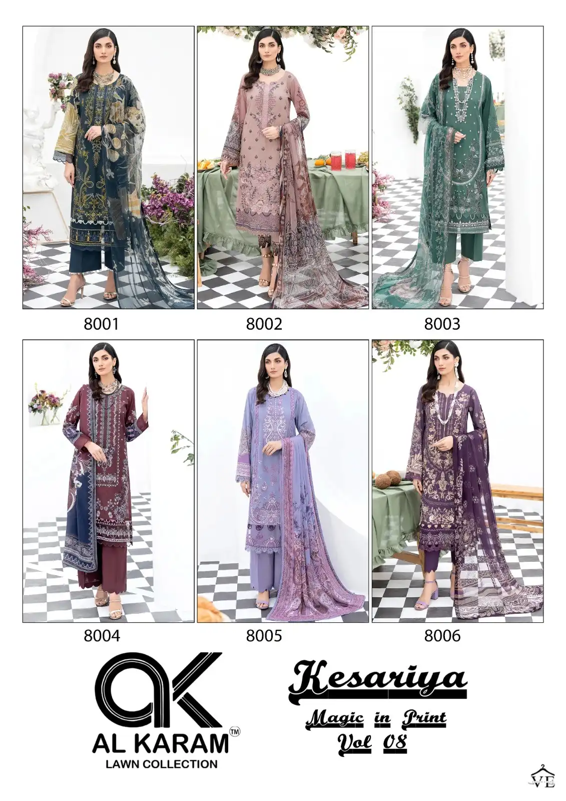 Al Karam Kesariya Magic In Print Vol 8 Cambric Cotton Wholesale Pakistani Salwar Suit Catalog — Wholesale Salwar Suits, Alkaram wholesale from Surat — view 8