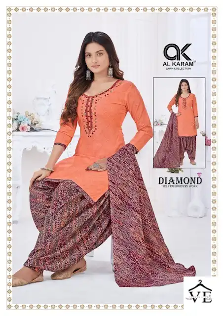Al Karam Diamond Vol 4 Pure Soft Cotton Wholesale Salwar Suit Catalog — Wholesale Salwar Suits, Alkaram wholesale from Surat - Gallery Image 8