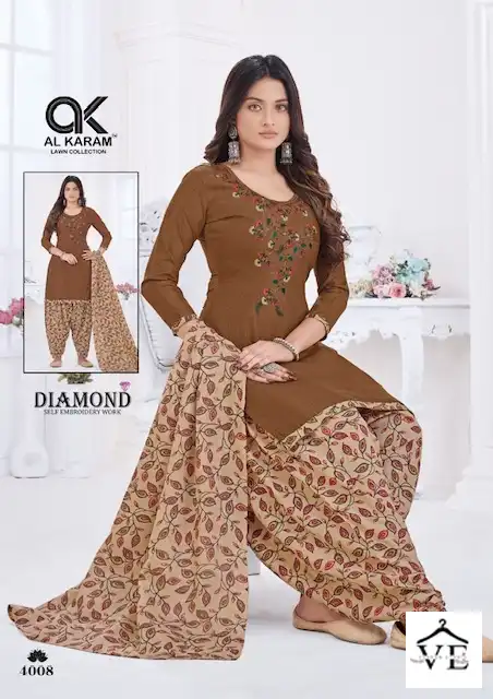 Al Karam Diamond Vol 4 Pure Soft Cotton Wholesale Salwar Suit Catalog — Wholesale Salwar Suits, Alkaram wholesale from Surat - Gallery Image 9