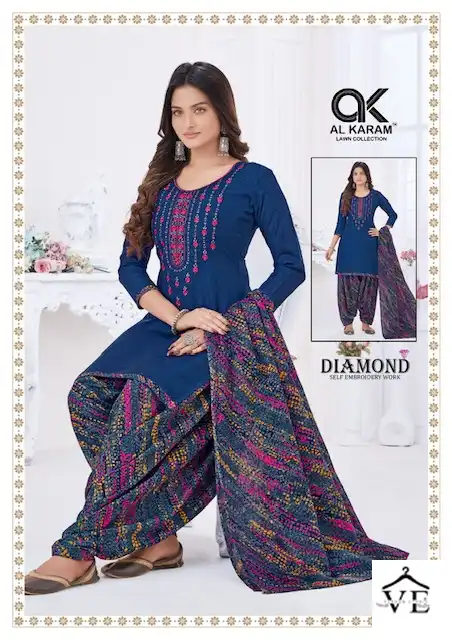 Al Karam Diamond Vol 4 Pure Soft Cotton Wholesale Salwar Suit Catalog — Wholesale Salwar Suits, Alkaram wholesale from Surat - Gallery Image 10