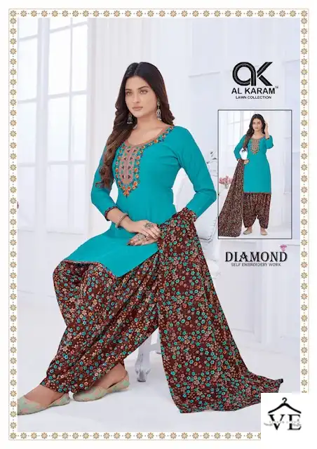 Al Karam Diamond Vol 4 Pure Soft Cotton Wholesale Salwar Suit Catalog — Wholesale Salwar Suits, Alkaram wholesale from Surat - Gallery Image 2