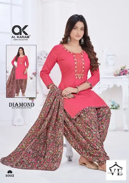 Al Karam Diamond Vol 4 Pure Soft Cotton Wholesale Salwar Suit Catalog — Wholesale Salwar Suits, Alkaram wholesale from Surat - Gallery Image 3