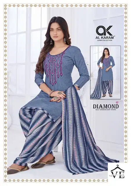 Al Karam Diamond Vol 4 Pure Soft Cotton Wholesale Salwar Suit Catalog — Wholesale Salwar Suits, Alkaram wholesale from Surat - Gallery Image 4