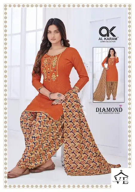 Al Karam Diamond Vol 4 Pure Soft Cotton Wholesale Salwar Suit Catalog — Wholesale Salwar Suits, Alkaram wholesale from Surat - Gallery Image 5