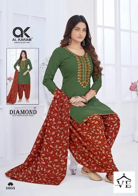 Al Karam Diamond Vol 4 Pure Soft Cotton Wholesale Salwar Suit Catalog — Wholesale Salwar Suits, Alkaram wholesale from Surat - Gallery Image 6
