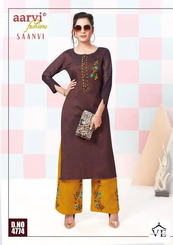 Aarvi Saanvi Vol 1 Rayon Wholesale Kurti With Pant Catalog — Wholesale Kurtis, MPA wholesale from Surat - Gallery Image 2
