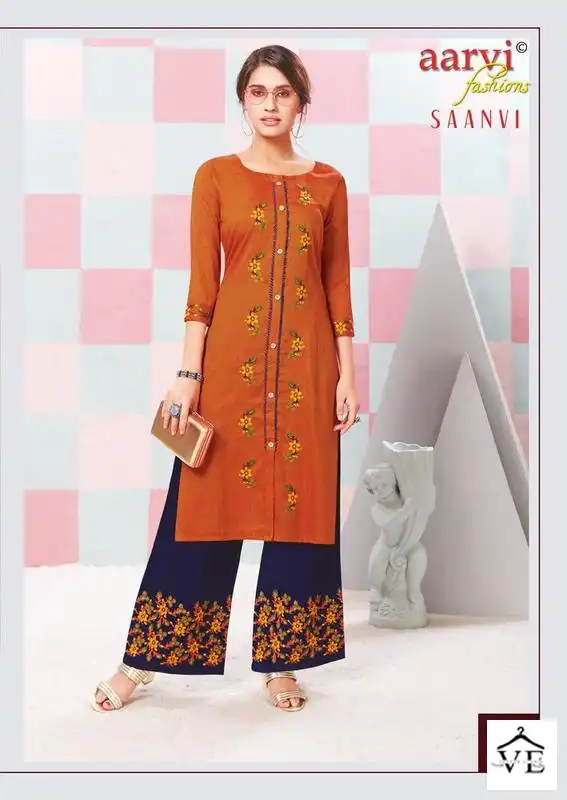 Aarvi Saanvi Vol 1 Rayon Wholesale Kurti With Pant Catalog — Wholesale Kurtis, MPA wholesale from Surat - Gallery Image 3