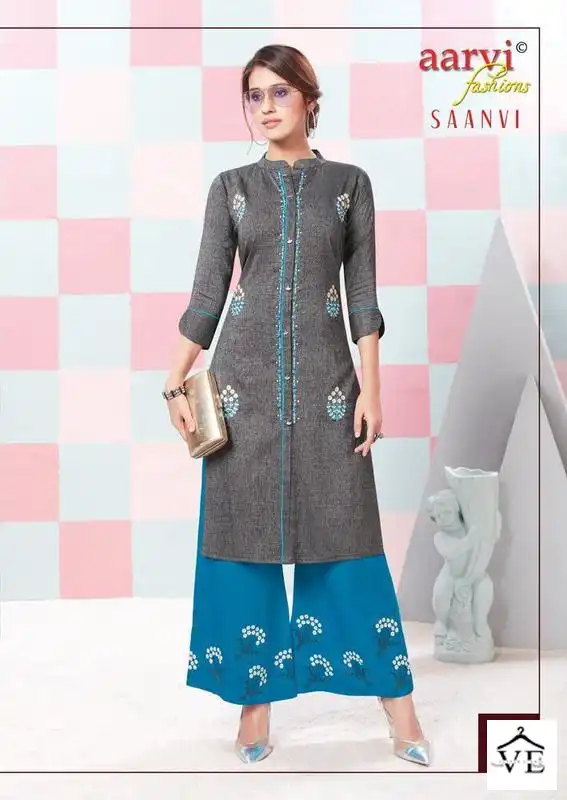 Aarvi Saanvi Vol 1 Rayon Wholesale Kurti With Pant Catalog — Wholesale Kurtis, MPA wholesale from Surat - Gallery Image 5