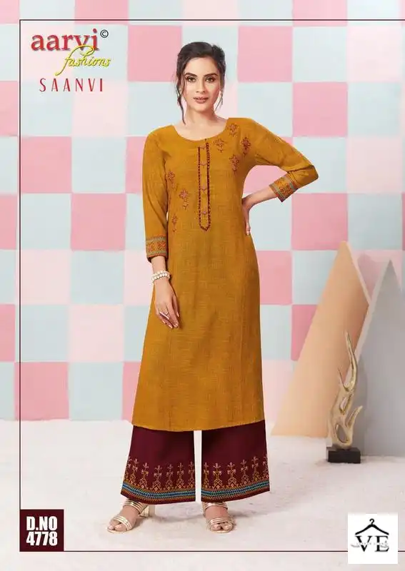 Aarvi Saanvi Vol 1 Rayon Wholesale Kurti With Pant Catalog — Wholesale Kurtis, MPA wholesale from Surat - Gallery Image 6