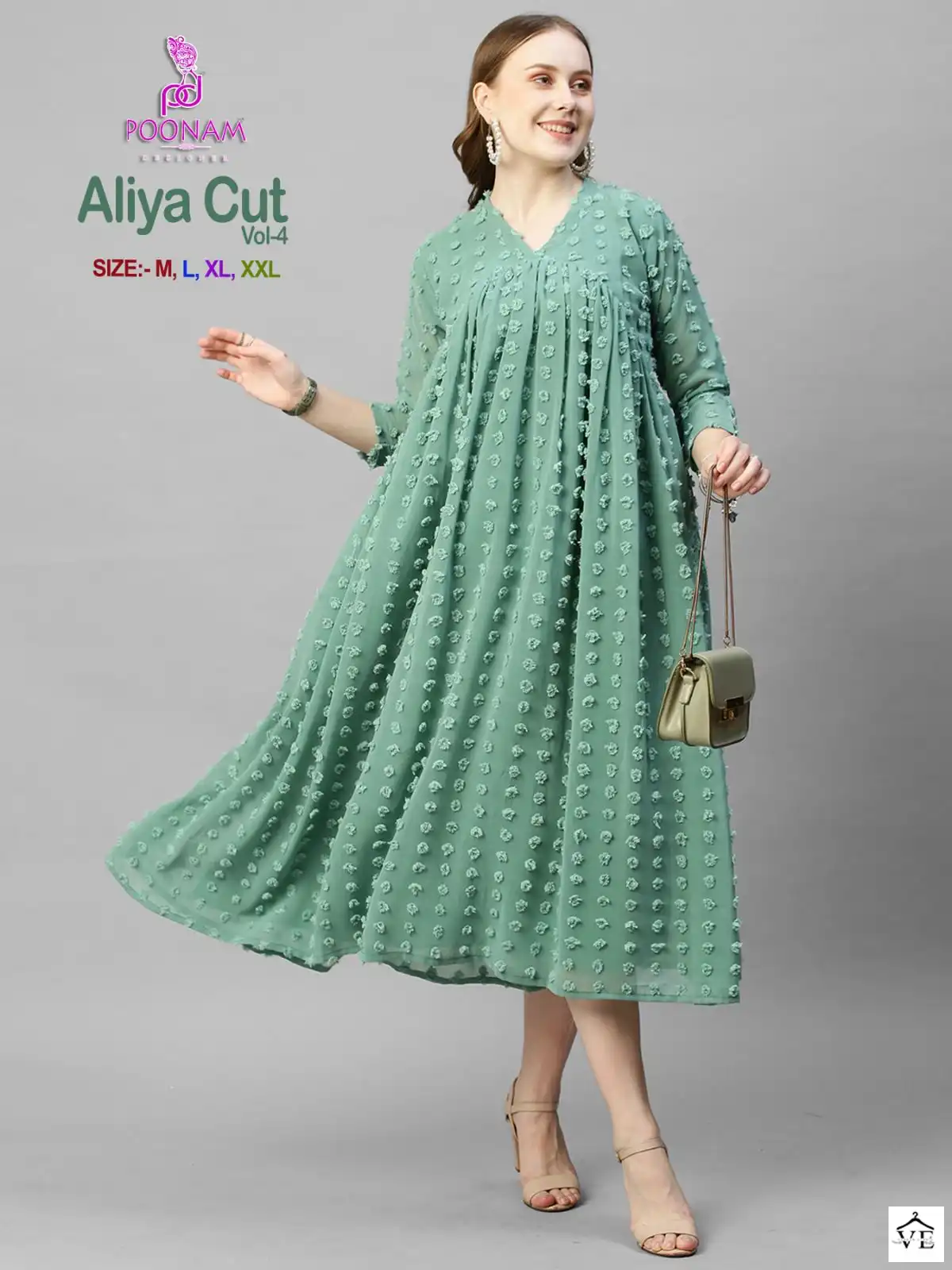 Poonam Designer Aliya Cut Vol 4 Georgette Wholesale Gown Catalog — Wholesale Kurtis, MPA wholesale from Surat - Gallery Image 2