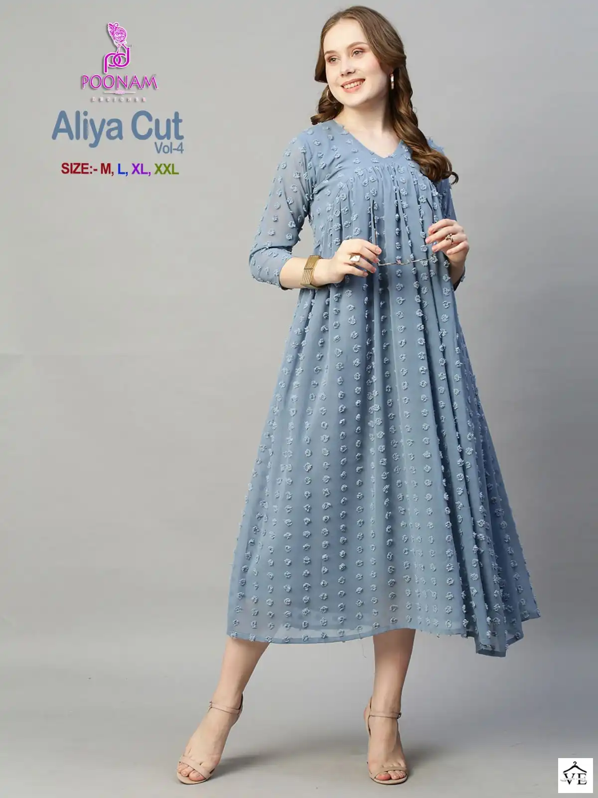 Poonam Designer Aliya Cut Vol 4 Georgette Wholesale Gown Catalog — Wholesale Kurtis, MPA wholesale from Surat - Gallery Image 3