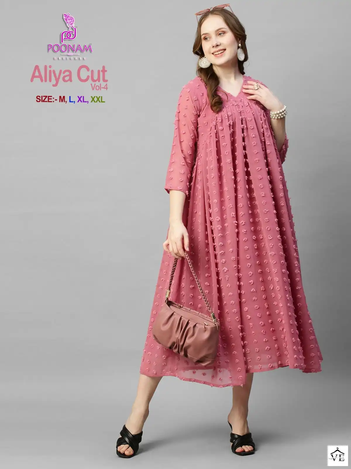 Poonam Designer Aliya Cut Vol 4 Georgette Wholesale Gown Catalog — Wholesale Kurtis, MPA wholesale from Surat - Gallery Image 4