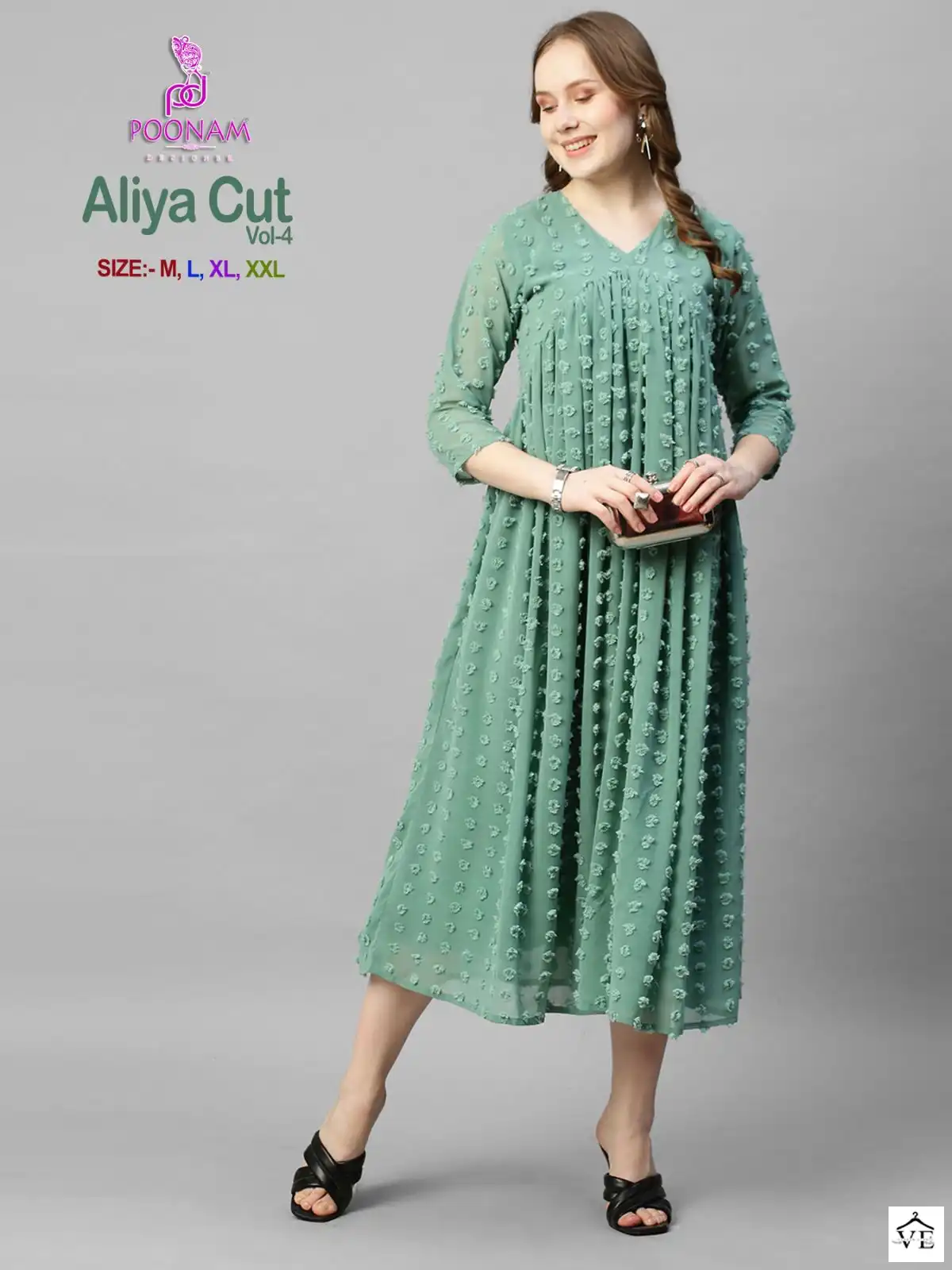 Poonam Designer Aliya Cut Vol 4 Georgette Wholesale Gown Catalog — Wholesale Kurtis, MPA wholesale from Surat - Gallery Image 5