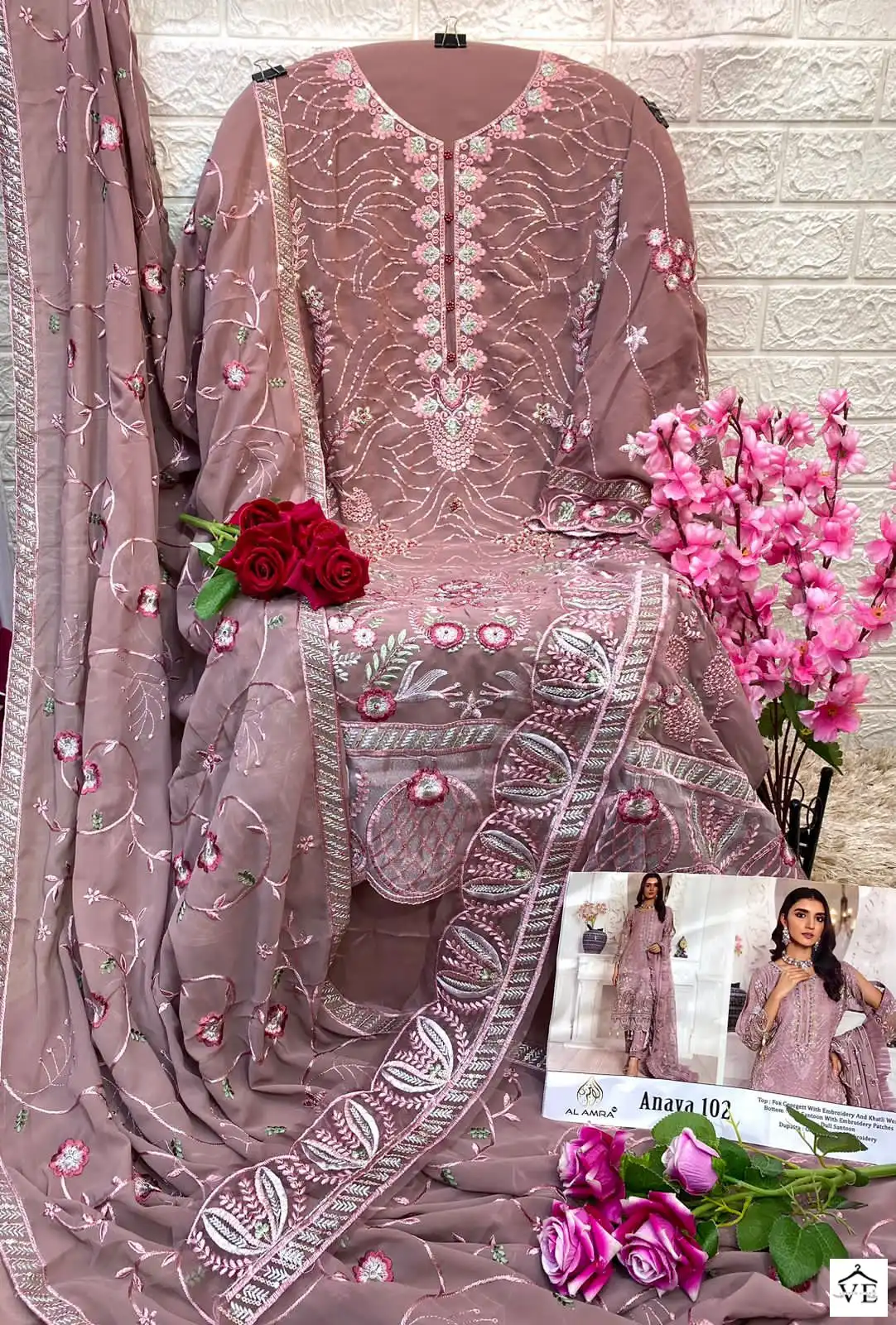 Al Amra Anaya ZF 102 Georgette Wholesale Pakistani Salwar Suit Catalog — Wholesale Salwar Suits, MPA wholesale from Surat - Gallery Image 2
