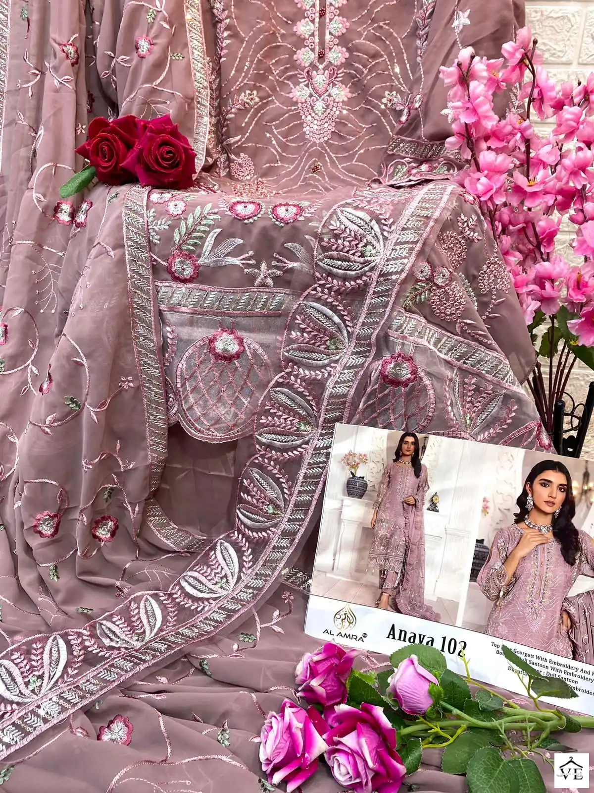 Al Amra Anaya ZF 102 Georgette Wholesale Pakistani Salwar Suit Catalog — Wholesale Salwar Suits, MPA wholesale from Surat - Gallery Image 4
