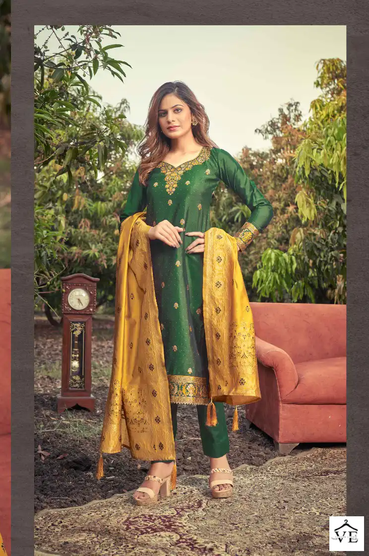 Vardan Ethnic Pc Banarasi Vol 3 Banarasi Silk Wholesale Designer Salwar Suit Catalog — Wholesale Salwar Suits, MPA wholesale from Surat - Gallery Image 4