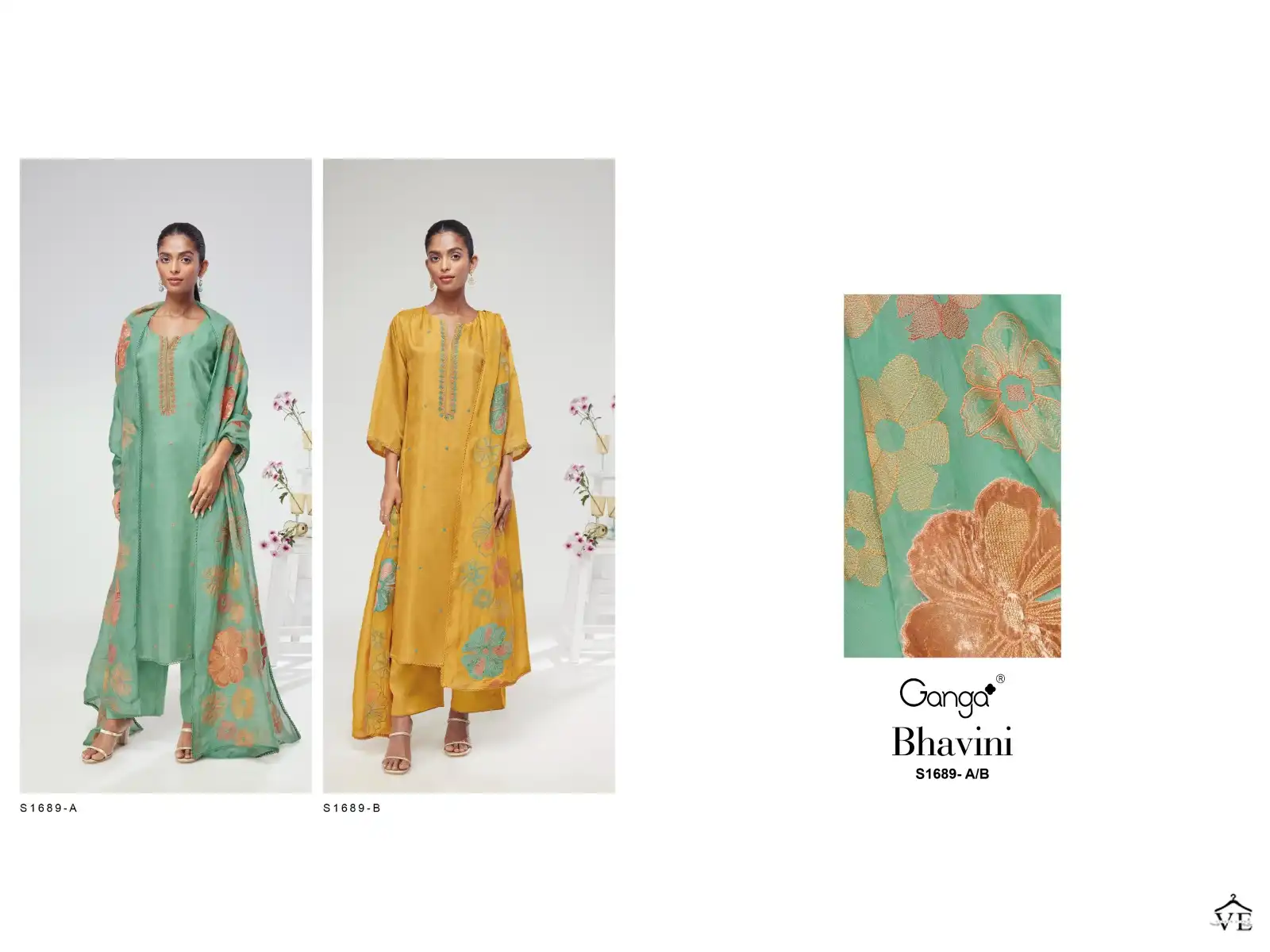Ganga Bhavini 1689 Premium Bemberg Habutai Silk Wholesale Designer Salwar Suit Catalog — Wholesale Salwar Suits, Ganga wholesale from Surat — view 4