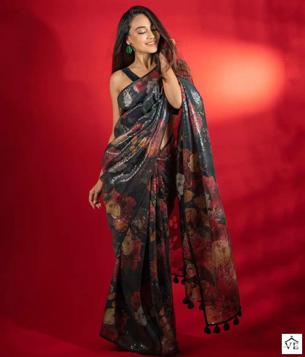 Vardan Ethnic Black Thread Premiuim Georgette Wholesale Sarees Catalog — Wholesale Sarees, MPA wholesale from Surat — view 1
