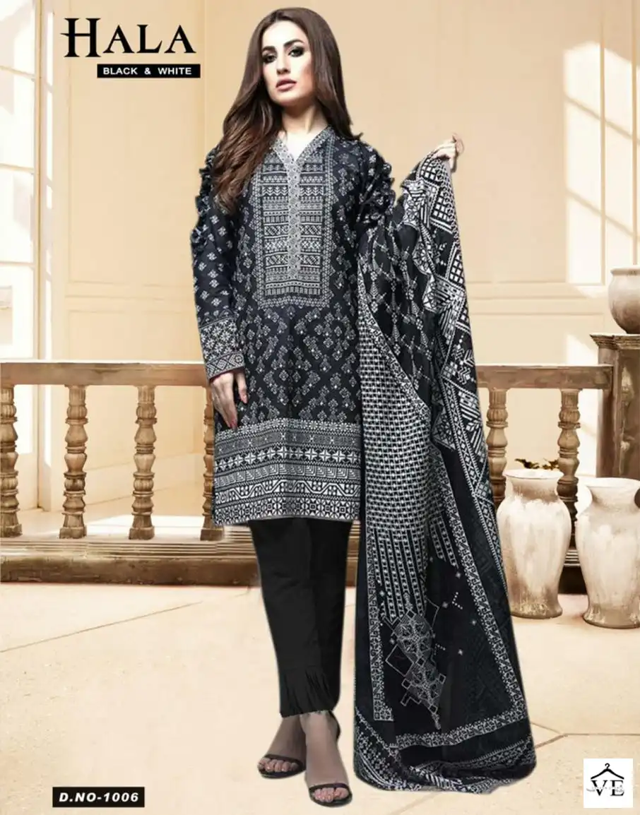 Hala Black & White Vol 1 Cotton Wholesale Pakistani Salwar Suit Catalog — Wholesale Salwar Suits, MPA wholesale from Surat — view 1