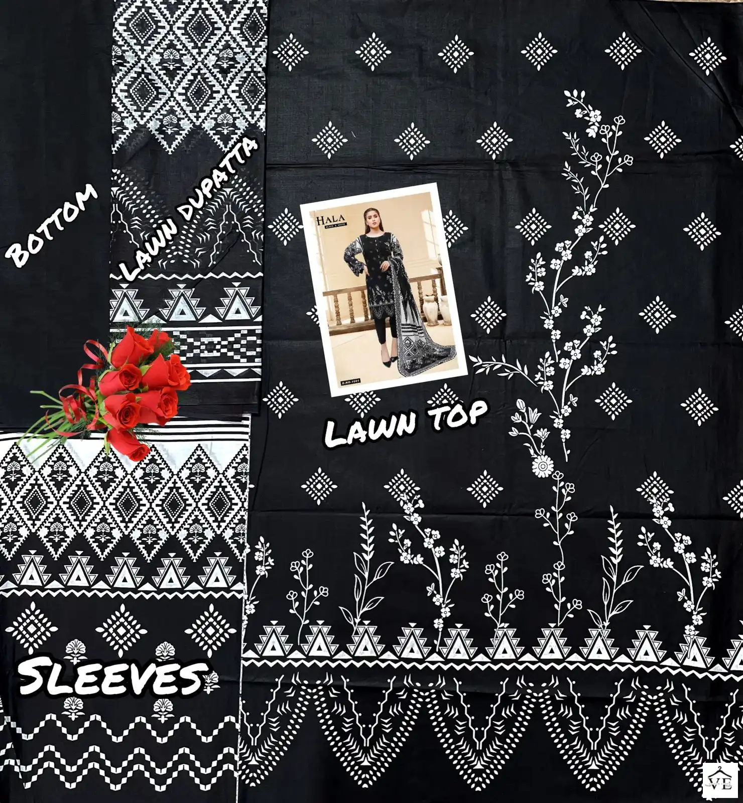 Hala Black & White Vol 1 Cotton Wholesale Pakistani Salwar Suit Catalog — Wholesale Salwar Suits, MPA wholesale from Surat - Gallery Image 3