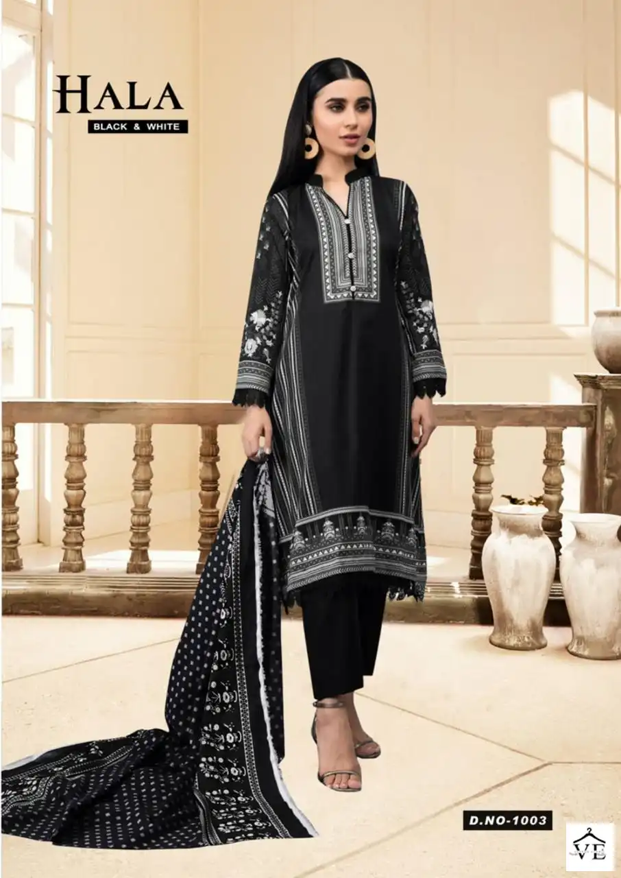 Hala Black & White Vol 1 Cotton Wholesale Pakistani Salwar Suit Catalog — Wholesale Salwar Suits, MPA wholesale from Surat - Gallery Image 6