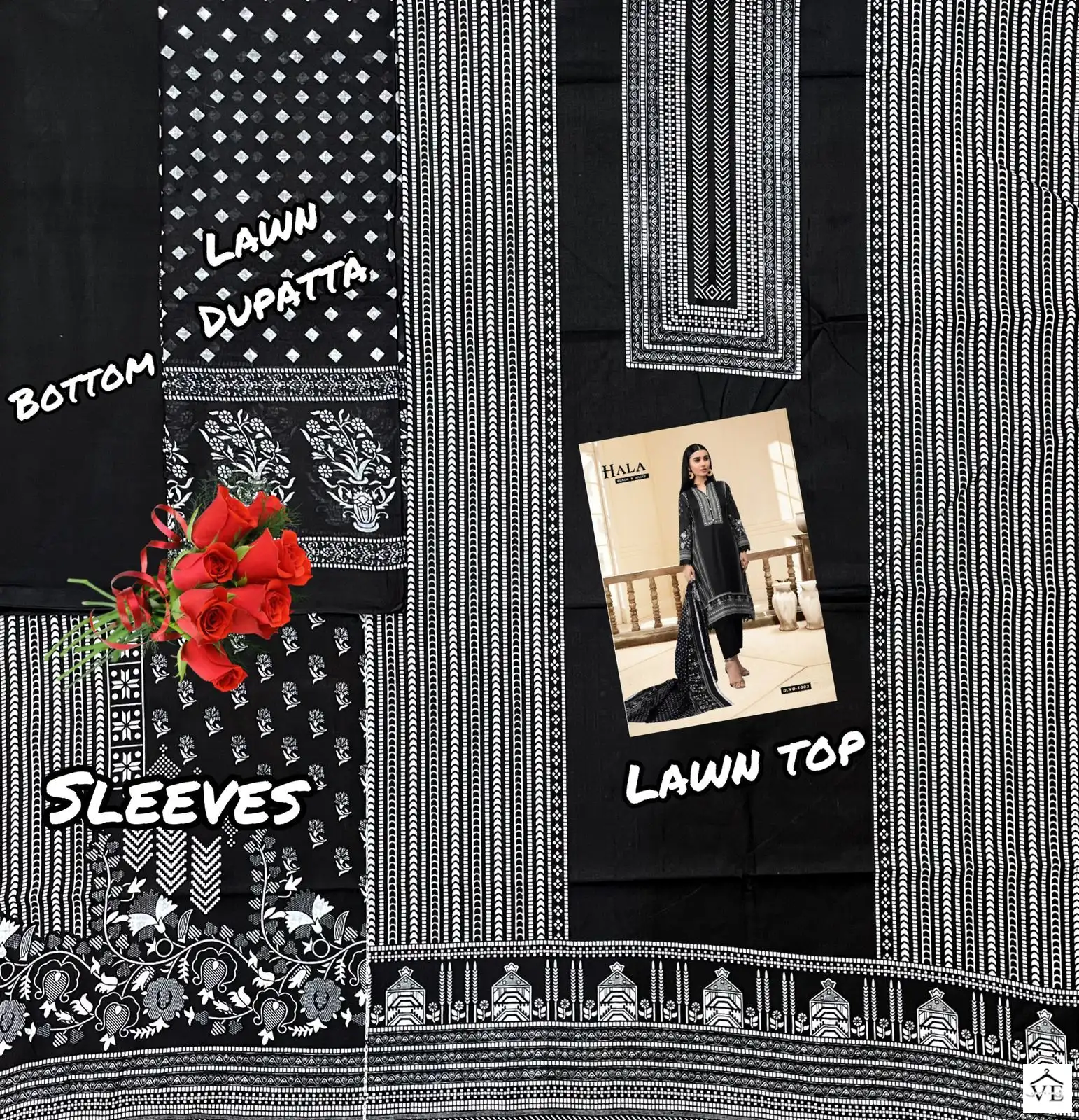 Hala Black & White Vol 1 Cotton Wholesale Pakistani Salwar Suit Catalog — Wholesale Salwar Suits, MPA wholesale from Surat - Gallery Image 7