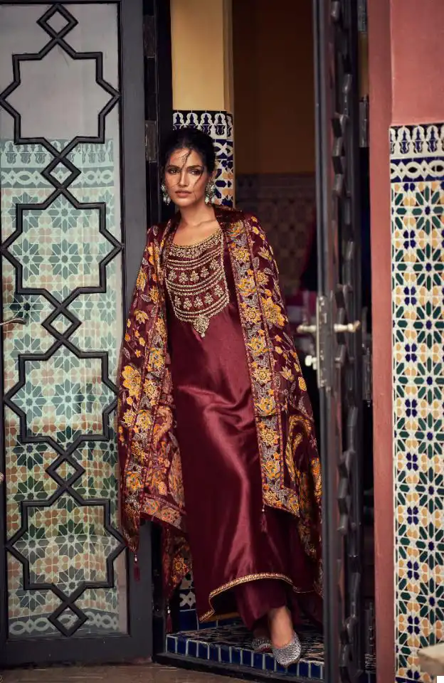 Aashirwad Brasso Silk Wholesale Designer Salwar Suit Catalog — Wholesale Salwar Suits, Aashirwad Creation wholesale from Surat - Gallery Image 2