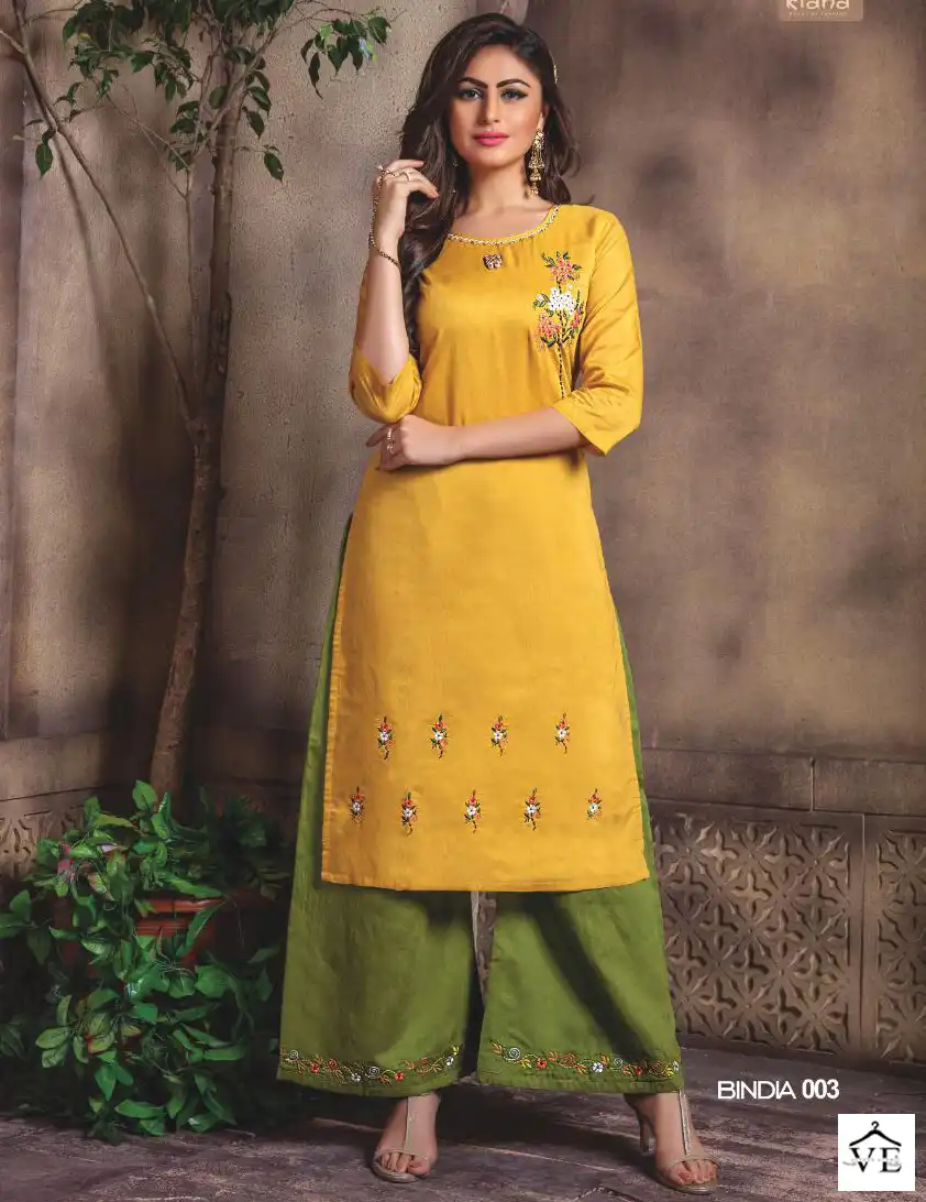 Kiana Bindiya Chanderi Wholesale Kurti With Pant Catalog — Wholesale Kurtis, MPA wholesale from Surat — view 1