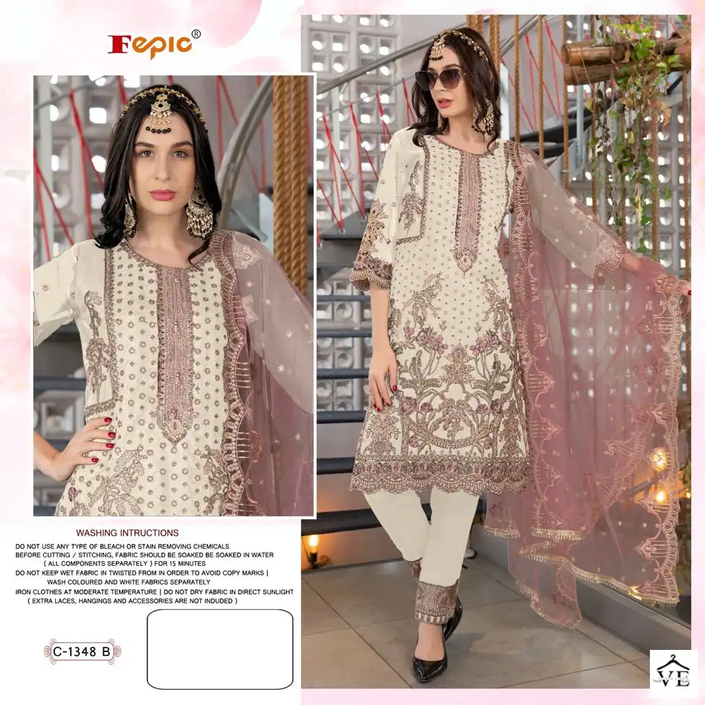 Fepic C 1348 Organza Wholesale Pakistani Salwar Suit Catalog — Wholesale Salwar Suits, MPA wholesale from Surat - Gallery Image 2