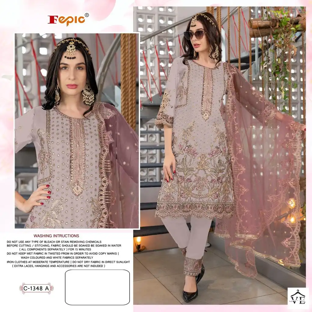 Fepic C 1348 Organza Wholesale Pakistani Salwar Suit Catalog — Wholesale Salwar Suits, MPA wholesale from Surat - Gallery Image 3